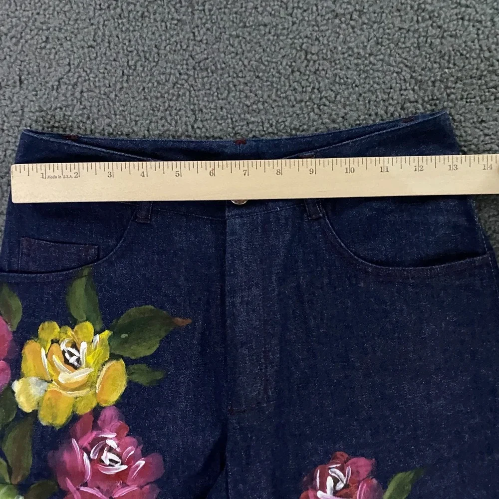 Vintage Y2K Mandalay Jeans size 4 Flare Bootcut Hand Painted Flowers Boho NEW - Picture 7 of 12